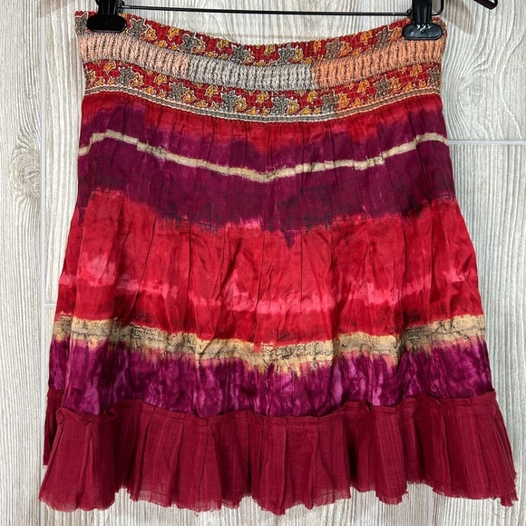 Free People Sunset Boulevard Boho Tie Dye Circle Mini Skirt Size XS - Picture 6 of 11